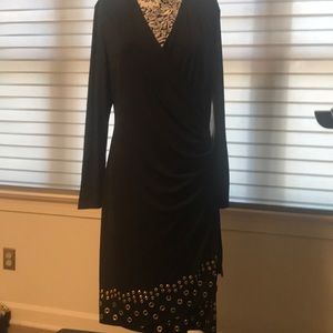 Black faux wrap dress embezzled